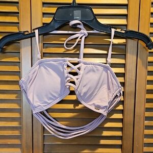 O'Neill Light Pink Lace-Up Bikini Top with Strappy Back